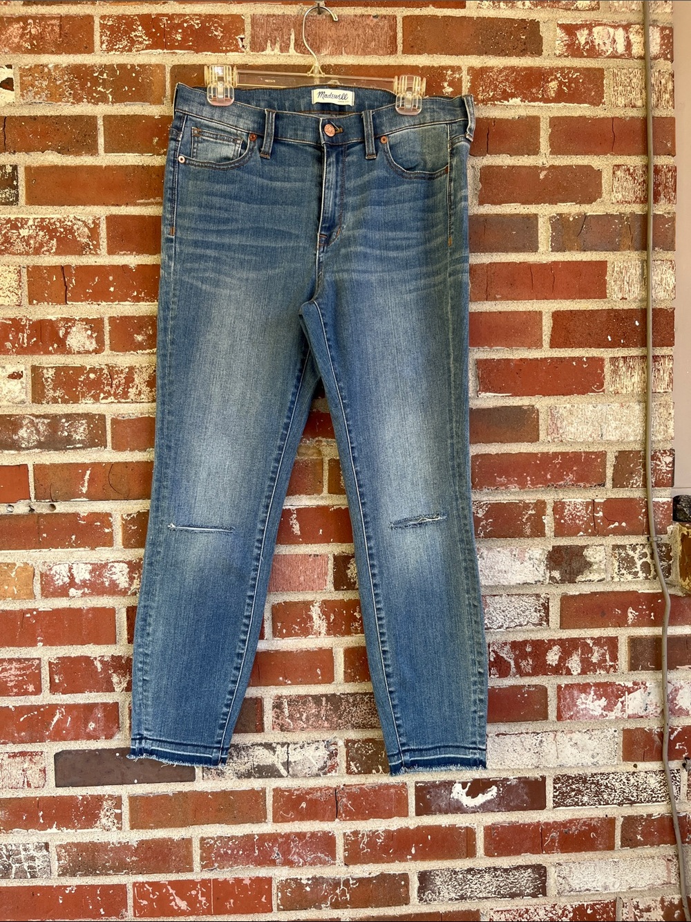 Madewell Washed Blue Ankle Crop High Riser Skinny Jeans